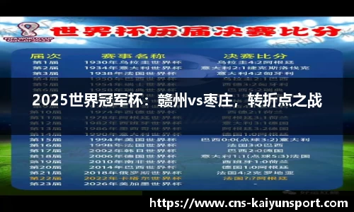 2025世界冠军杯：赣州vs枣庄，转折点之战